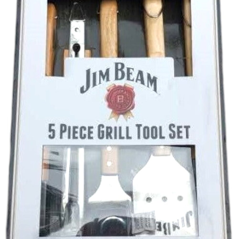 New Jim Beam 5 Piece Grill Tool Set